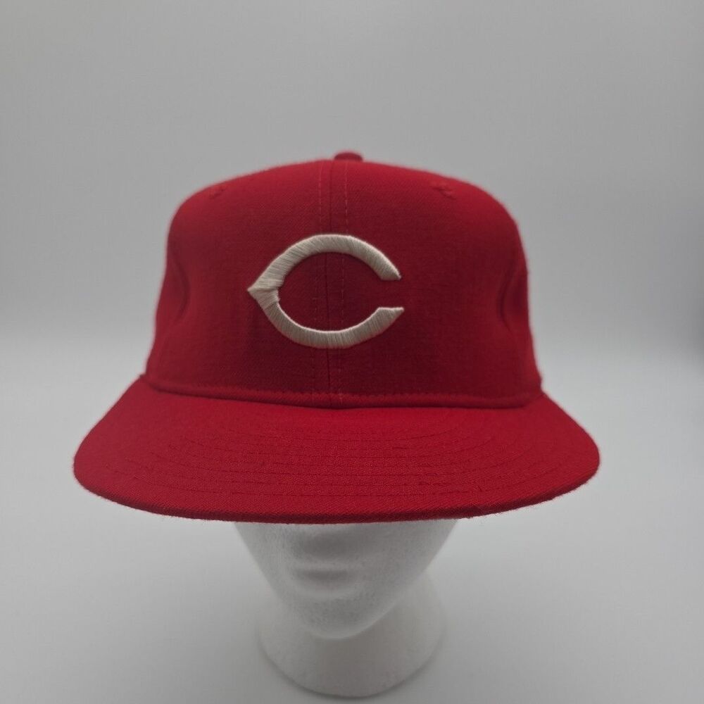 NOS Vintage 1960s Cincinnati Reds New Era Pro Model Wool DuPont Hat 7 3/8 MINT